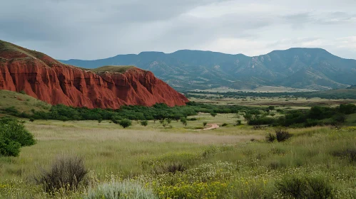 Scenic Mountain Landscape With Red Rock