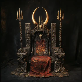 Dark Throne with Skulls and Tridents