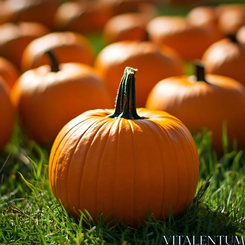 Field of Pumpkins: Autumnal Abundance AI Image