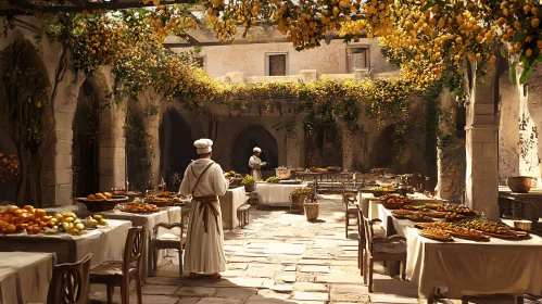 Courtyard Catering with Chefs and Food