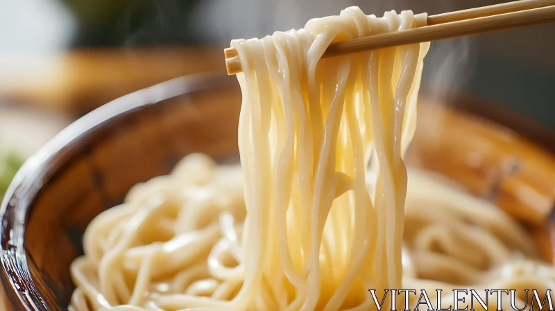 AI ART Steaming Noodles Picked with Chopsticks