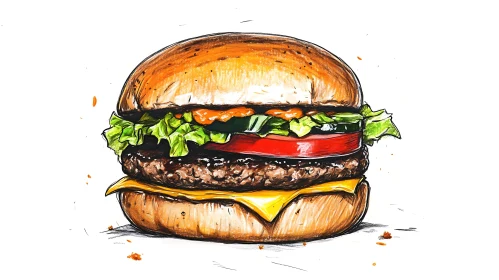 Artistic Representation of a Classic Cheeseburger