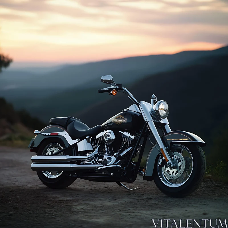 Classic Motorcycle at Dusk AI Image