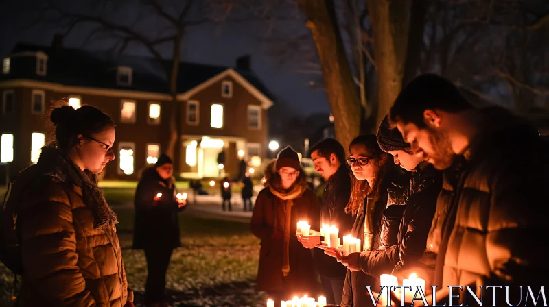 Night Vigil with Candles AI Image