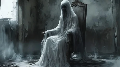 Ghostly Apparition on Chair - Eerie Art