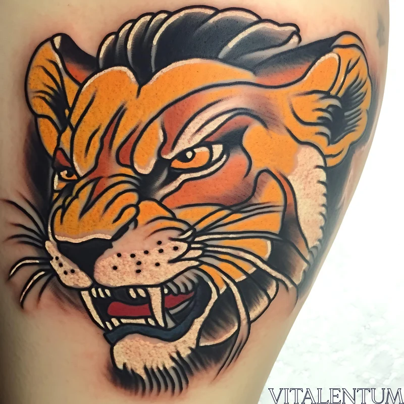 Bold Tiger Face Tattoo AI Image