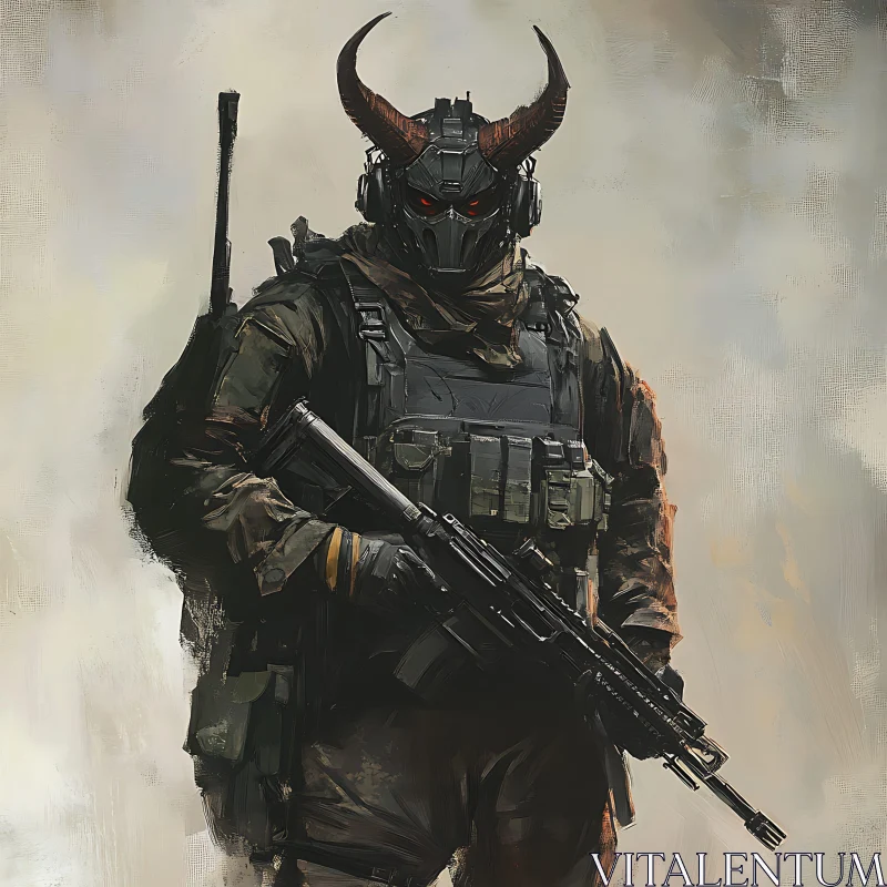 AI ART Devil Soldier with Rifle