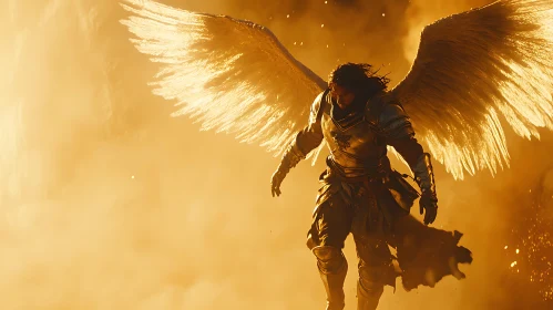 Winged Warrior in Golden Light