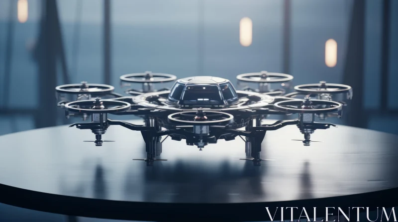 Hovering Drone in Futuristic Setting: Industrial Design Masterpiece AI Image
