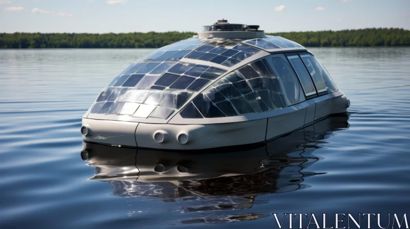 Solar-Powered Boat: A Fusion of Engineering and Nature AI Image