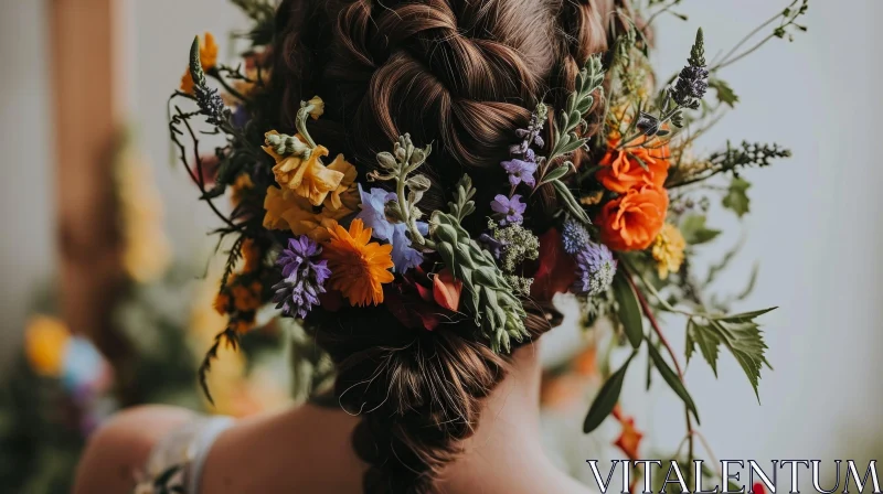 Young Woman with Flower Wreath - Captivating Image AI Image