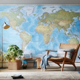 Cozy Room with a World Map