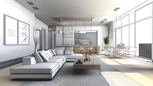 Blueprint Style Modern Interior