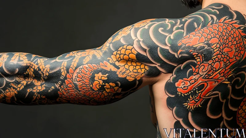 Detailed Red Dragon Tattoo AI Image