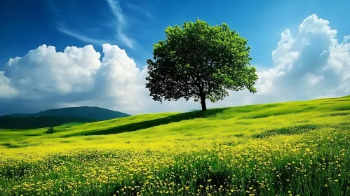 Landscape with Tree and Flowers