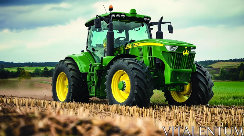 Agricultural Tractor in a Field AI Image