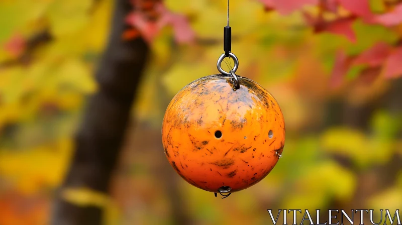 AI ART Rustic Orange Sphere Suspended Among Fall Foliage