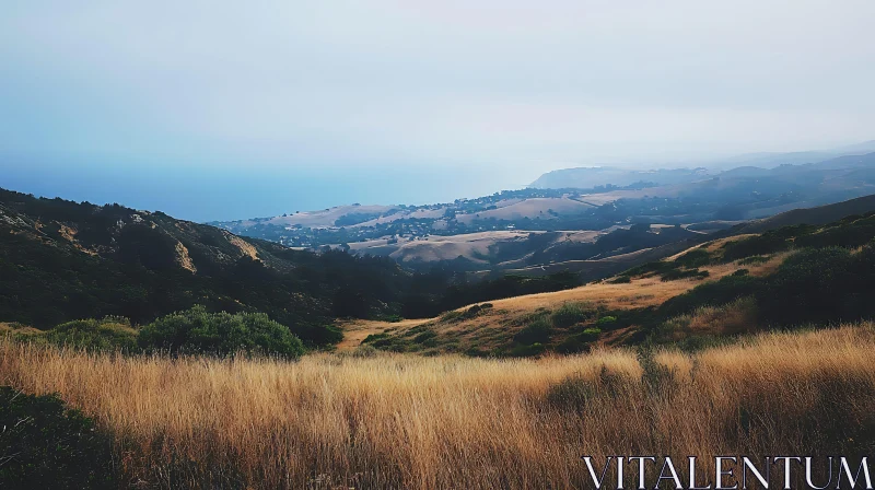 Rolling Hills and Ocean View AI Image