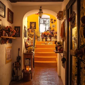 Warm and Artistic Hallway Interior