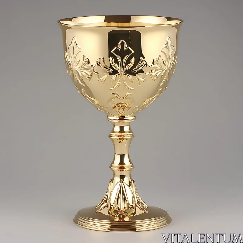 Gleaming Gold Chalice with Leaf Design AI Image