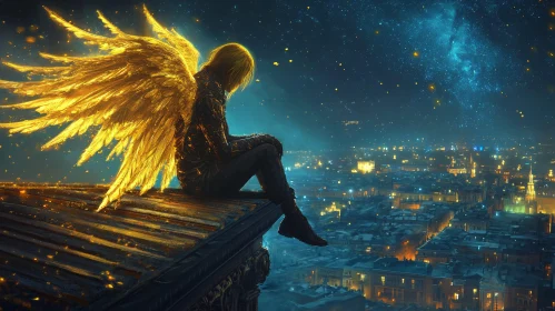 Golden Wings Above the Urban Sprawl