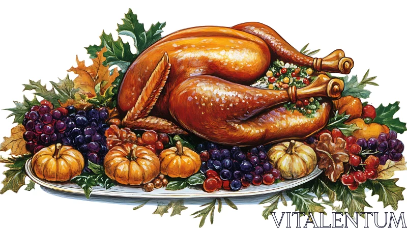 Festive Thanksgiving Holiday Dinner AI Image