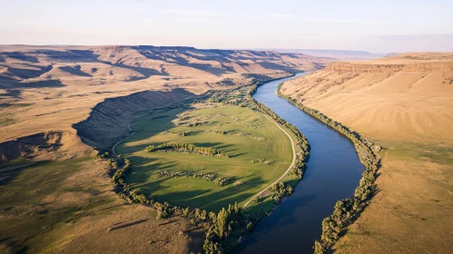 Lush River Valley Aerial Landscape