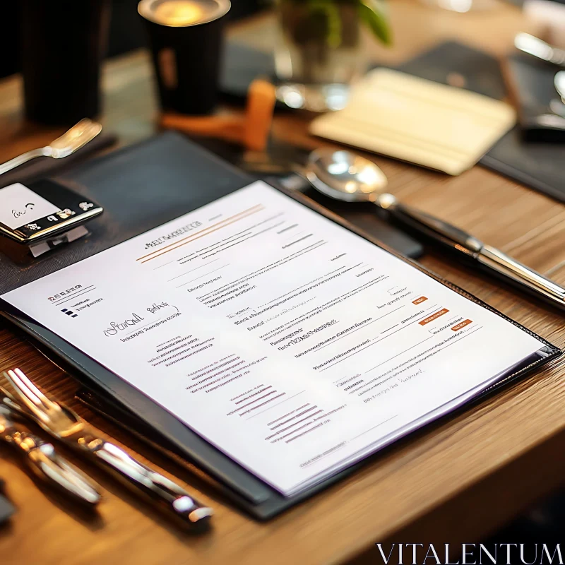 Elegant Table Setting with Menu AI Image