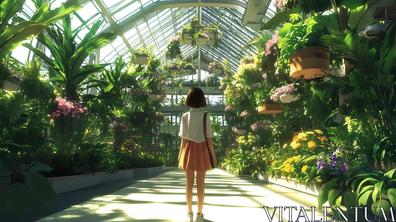 Girl in Botanical Garden AI Image