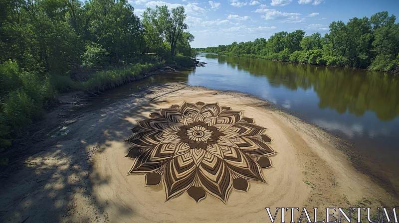 AI ART Mandala Sand Art by the Riverside