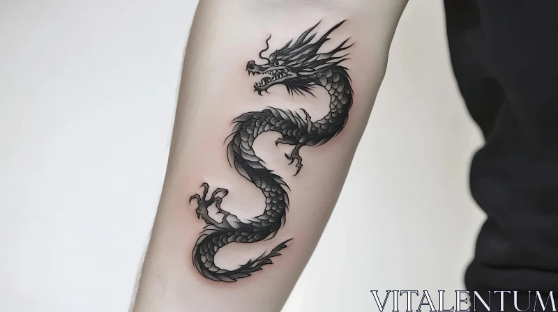 Ferocious Dragon Arm Tattoo Art AI Image