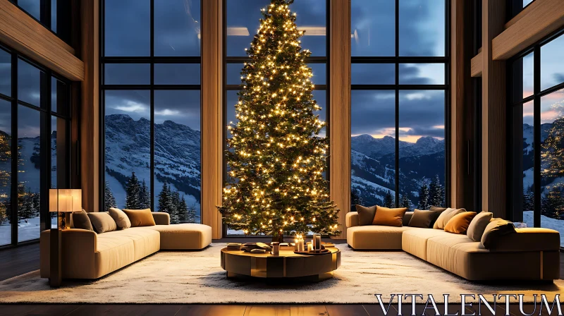 AI ART Winter Holiday Home Interior Scene