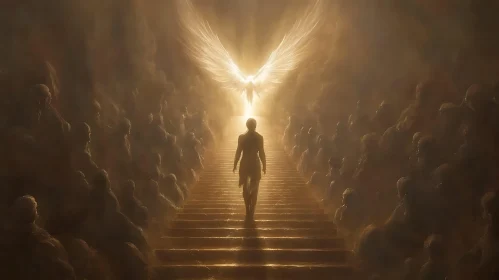 Figure Ascending to Angelic Light