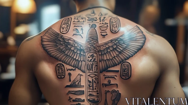 Ancient Egyptian Symbol Tattoo with Wings AI Image