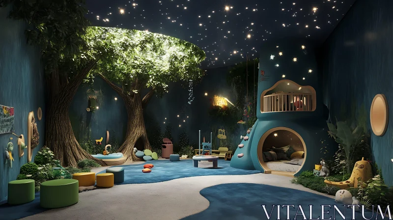 AI ART Imaginative Kids Playroom with Forest Theme