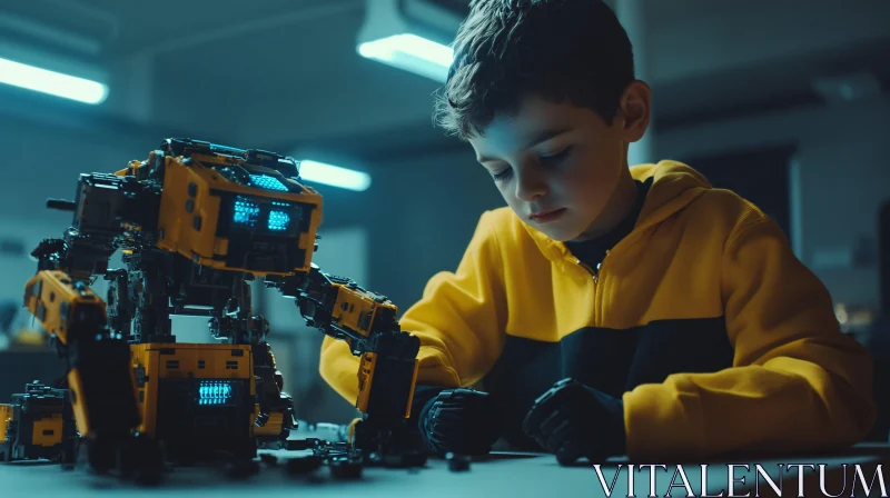 Child Assembling a Robot AI Image