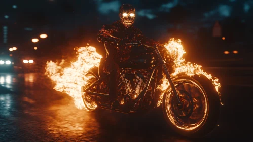 Inferno Ride: Skeleton on Fire Bike