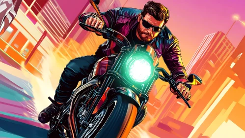 Urban Motorcycle Rider Illustration