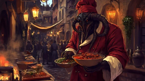 Culinary Demon on a Bustling Street