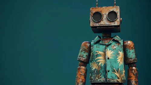 Retro Robot with Tropical Flair