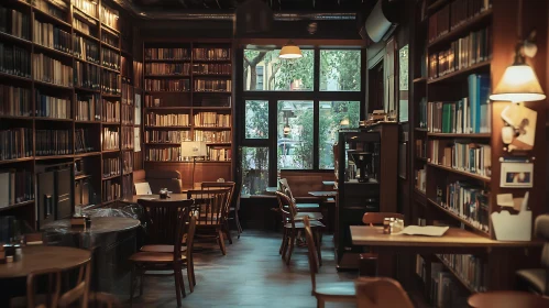 Quiet Reading Room with Books and Tables