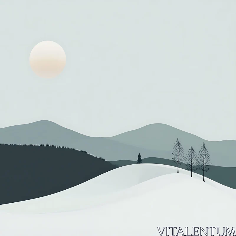 AI ART Quiet Snowscape: A Winter's Day Dream