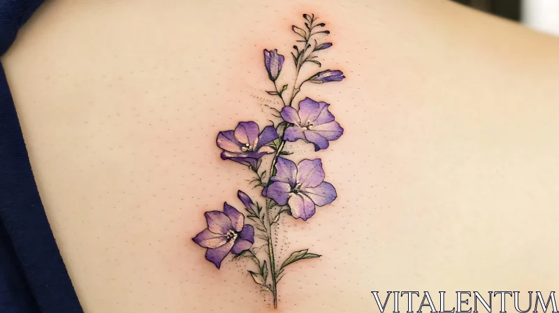 Floral Tattoo Art with Purple Flowers AI Image