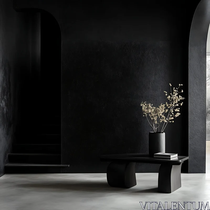 AI ART Minimalist Dark Interior Design