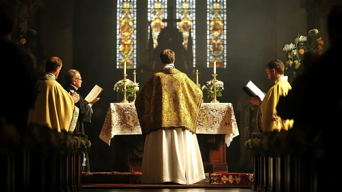 Sacred Gathering of Priests in Church