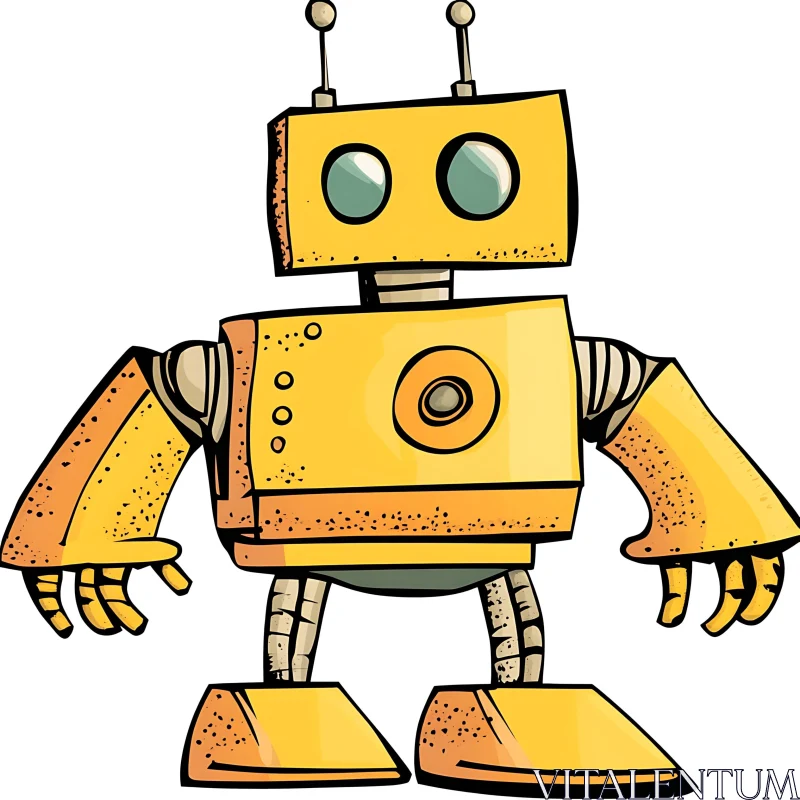 Whimsical Yellow Robot Character AI Image