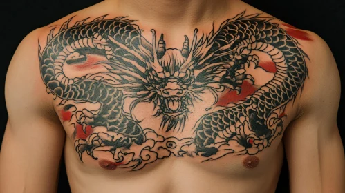 Fierce Dragon Tattoo Across Chest