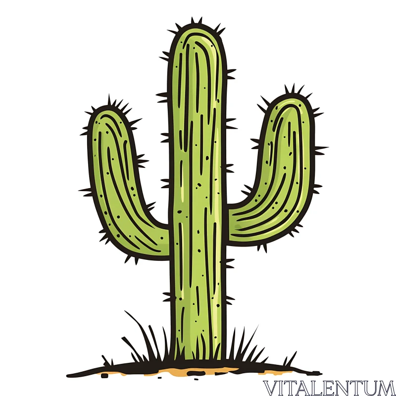 Green Cactus Cartoon Image AI Image