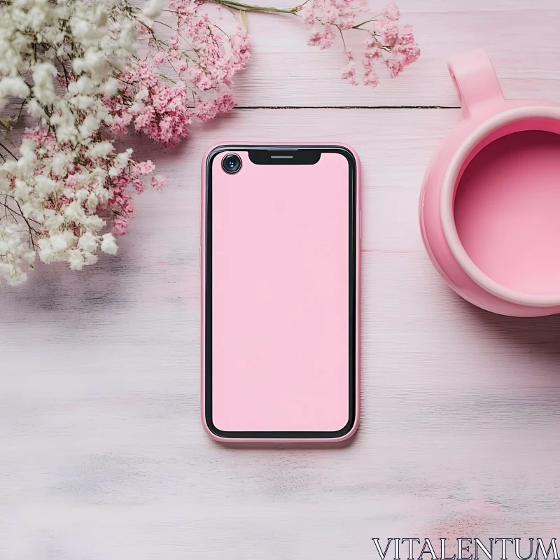 AI ART Elegant Pink Mobile Phone Mockup