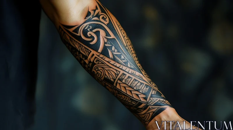 Detailed Tribal Tattoo on Arm AI Image